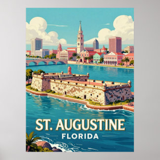 Poster St. Augustine Floride Voyage Ville Historique 🏰