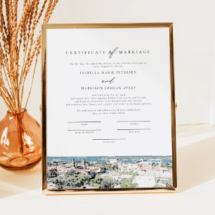 Poster ST AUGUSTINE Skyline Certificat de mariage Garder