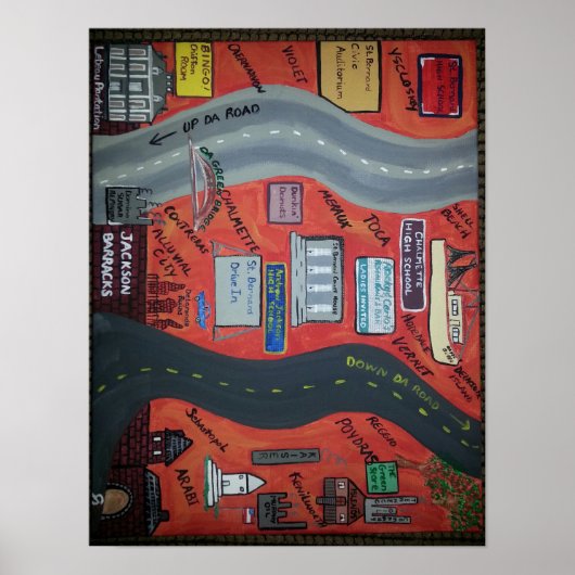 Poster St. Bernard LA "Up da road" & "Down da road" (Devant)