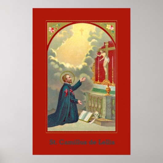 Poster St. Camillus prier avant un crucifix (M 020) (Devant)