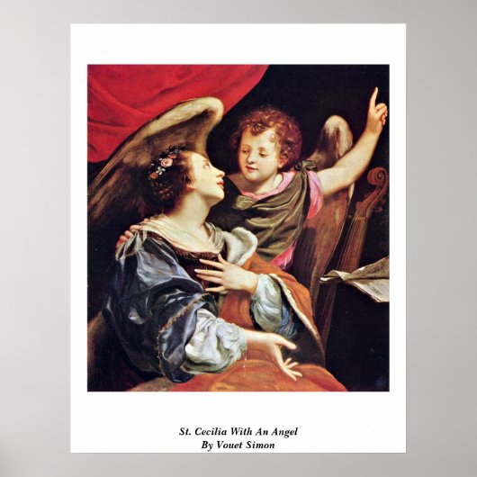Poster St Cecilia Avec Un Ange Par Vouet Simon (Devant)