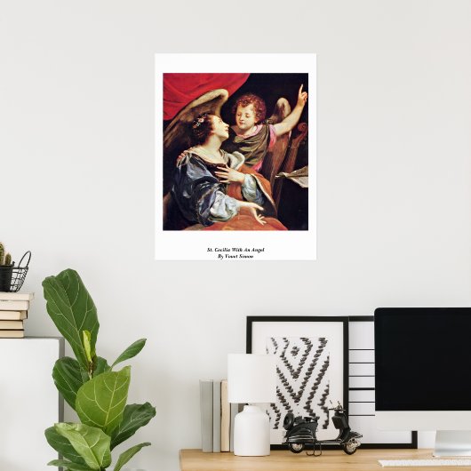 Poster St Cecilia Avec Un Ange Par Vouet Simon (Bureau à domicile)