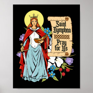 Poster St Dymphna Pureté Lily Patron Saint Santé mentale