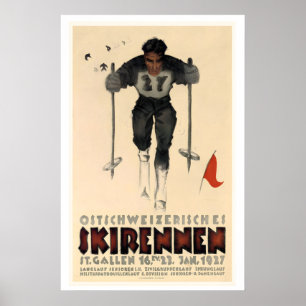 Poster St. Gallen Suisse Course de ski de la Suisse orien