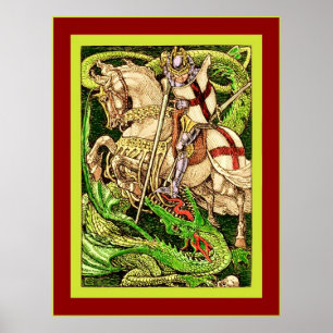Poster St George et l'art vintage Nouveau de ~ de dragon