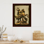 Poster St George pose le dragon Art Imprimer (Cuisine)