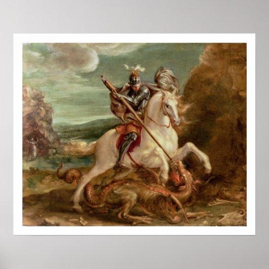 Poster St. George tuant le dragon, (huile sur panneau) (Devant)