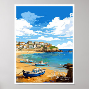 Poster St Ives Cornwall Angleterre Illustration de voyage