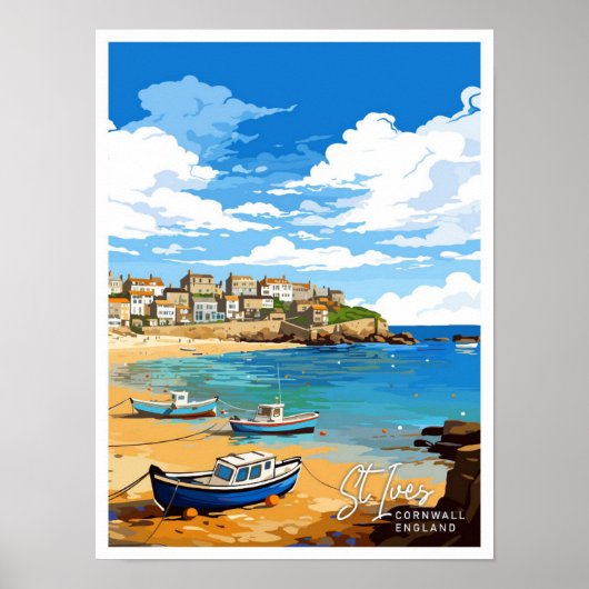Poster St Ives Cornwall Angleterre Illustration de voyage (Devant)
