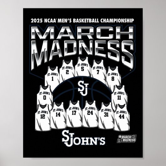 Poster St. John's March Madness 2025 Men's Sketll Nil  (Devant)