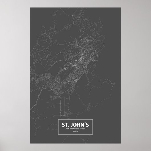 Poster St. John's, Terre-Neuve-et-Labrador (blanc sur noi (Devant)