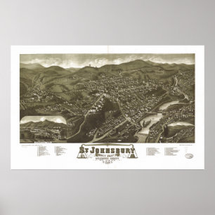 Poster St Johnsbury Vermont 1884 Carte panoramique antiqu