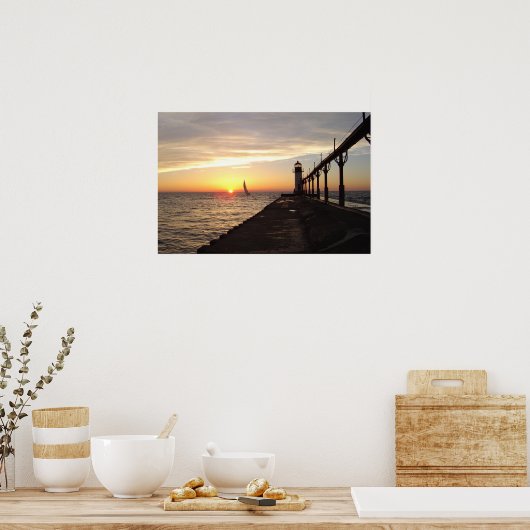 Poster St. Joseph Pier Light, MI (Cuisine)