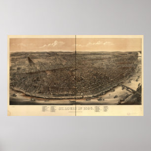Poster St. Louis Missouri 1896 Carte panoramique antique