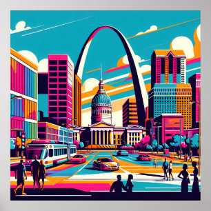 Poster St Louis, Missouri   L'arc de passerelle