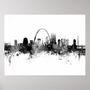 Poster St Louis Missouri Skyline noir blanc