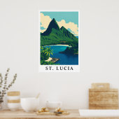 Poster St. Lucia Caribbean Tropical Beach Travel Art (Cuisine)