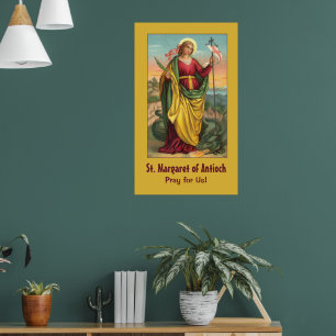 Poster St Margaret avec le dragon et la bannière de résur