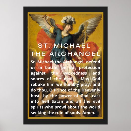 Poster St. Michael the Archangel Prayer with White Text (Devant)