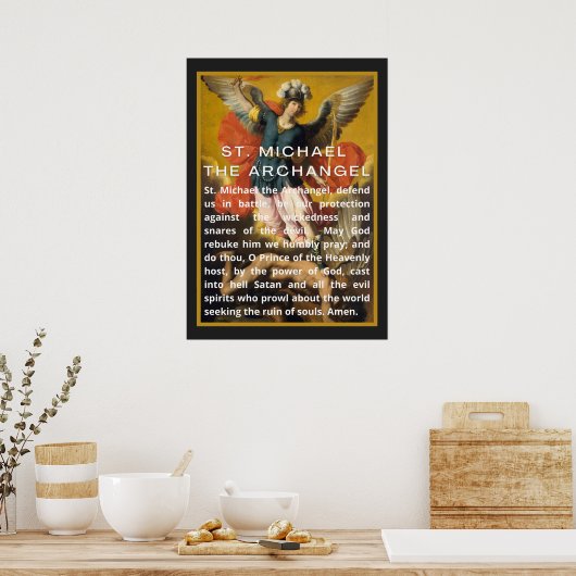 Poster St. Michael the Archangel Prayer with White Text (Cuisine)