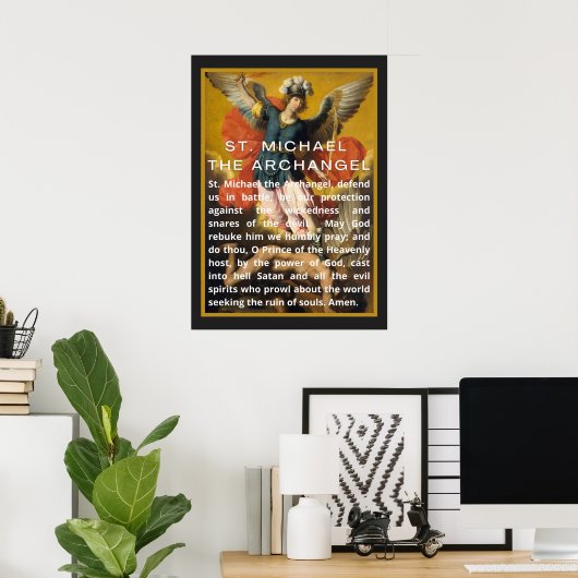Poster St. Michael the Archangel Prayer with White Text (Bureau à domicile)