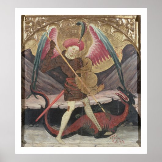 Poster St Michael Vanquishing Evil, c.1480 (Tempera on pa (Devant)