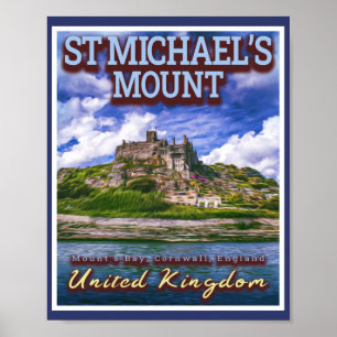 POSTER ST MICHAELS MONT - MOUNTS BAY CORNWALL ANGLETERRE