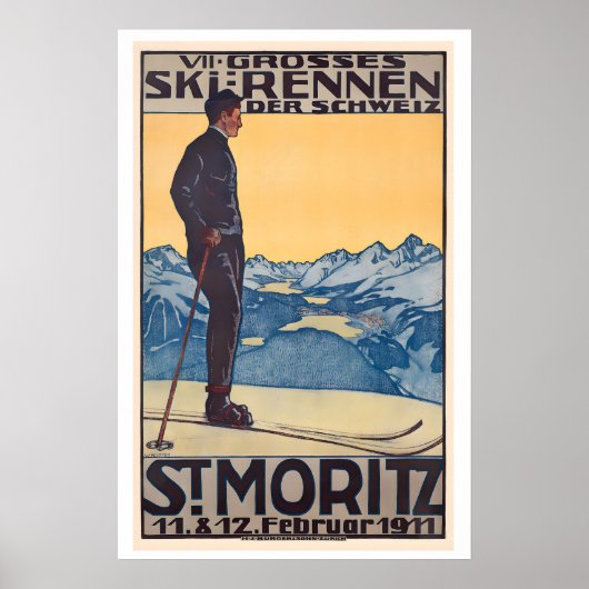Poster St. Moritz VII Plus grande course de ski en Suisse (Devant)
