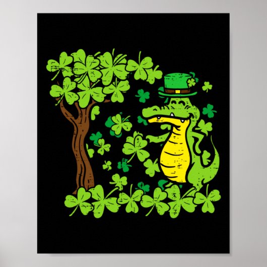 Poster St Patrick Day Alligator Shamrock Saint Pattys Men (Devant)