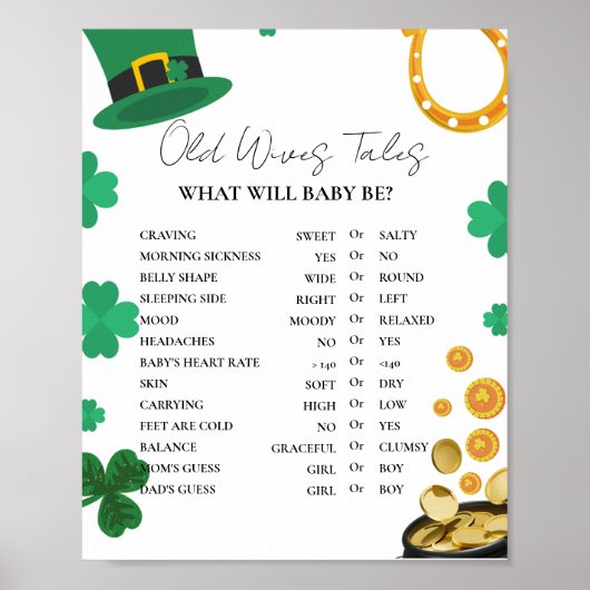 Poster St Patrick Old WI Tves Baby shower Jeu (Devant)