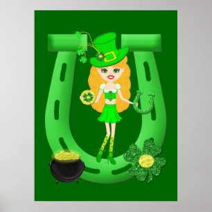 Poster St Patrick’s Day Blonde Girl Leprechaun