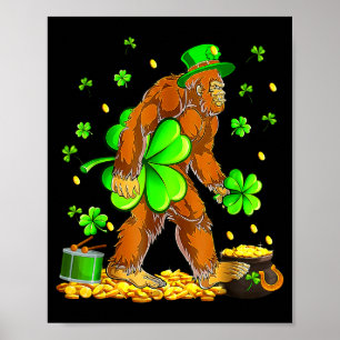 Poster St patricks day bigfoot sasquatch trèfle hommes