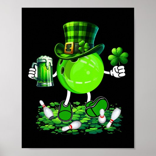Poster St. Patrick's Day Bowling Drinking Beer Lover Joue (Devant)