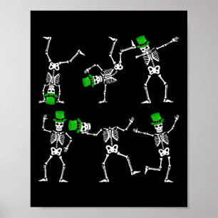 Poster St Patrick's Day Boys Kids Dancing Skeleton Casque