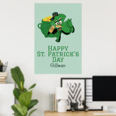 Poster St. Patrick's Day casquette vert irlandais Shamroc (Bureau à domicile)