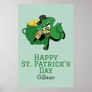 Poster St. Patrick's Day casquette vert irlandais Shamroc