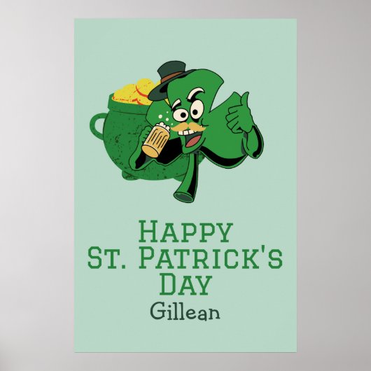 Poster St. Patrick's Day casquette vert irlandais Shamroc (Devant)