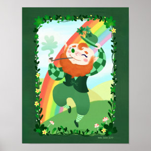 Poster St. Patrick's Day Cute Leprechaun Art Imprimer