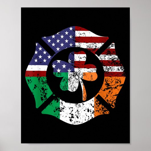 Poster St Patrick's Day Fireman Gift Proud Firefighter Qu (Devant)