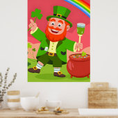 Poster St. Patrick's Day Leprechaun Illustration  (Cuisine)