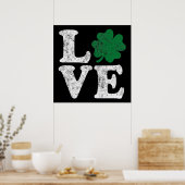 Poster St Patrick's Day LOVE Shamrock irlandais (Cuisine)