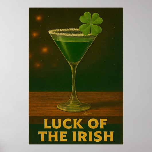 Poster St. Patrick's Day Luck Of The Irish Clover Martini (Devant)