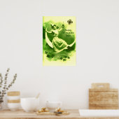 POSTER ST PATRICK'S DAY MOON LADY WITH SHAMROCKS (Cuisine)