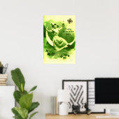 POSTER ST PATRICK'S DAY MOON LADY WITH SHAMROCKS (Bureau à domicile)