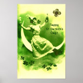 POSTER ST PATRICK'S DAY MOON LADY WITH SHAMROCKS (Devant)