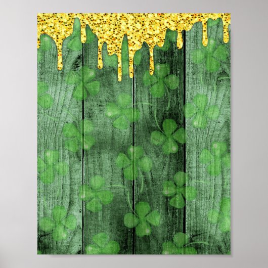 Poster St. Patrick's Day Shamrock Parties scintillant Gol (Devant)
