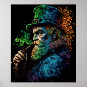 Poster St Patrick's Leprechaun Fumer Pipe Ai Art (Devant)