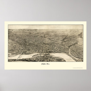 Poster St Paul, carte panoramique de manganèse - 1906