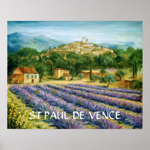 Poster St Paul De Vence et lavande