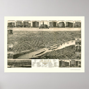 Poster St. Paul, MN Carte panoramique - 1883
